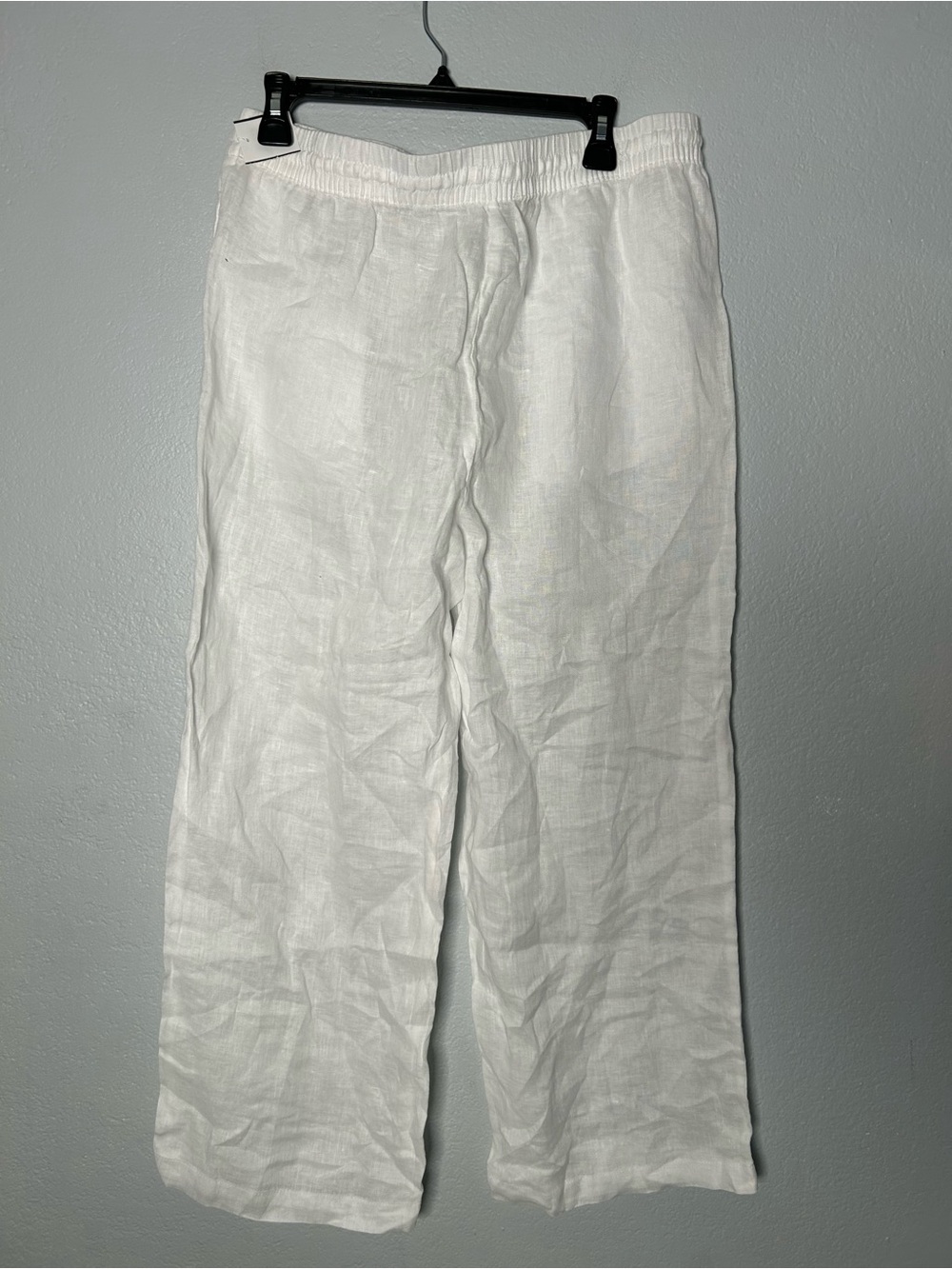 NEW Elie Linen Wide-Leg White Pants Beach Pool Travel size Large - Picture 8 of 9